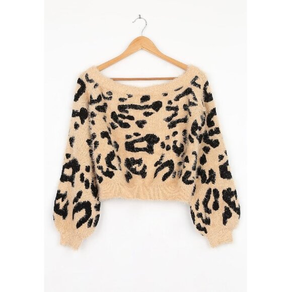 Lulus Off-The-Shoulder Leopard Sweater - Picture 4 of 9